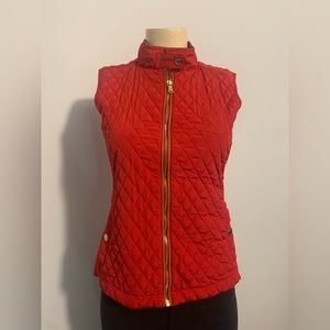 Classy red Massimo Dutti vest with gold embellishments